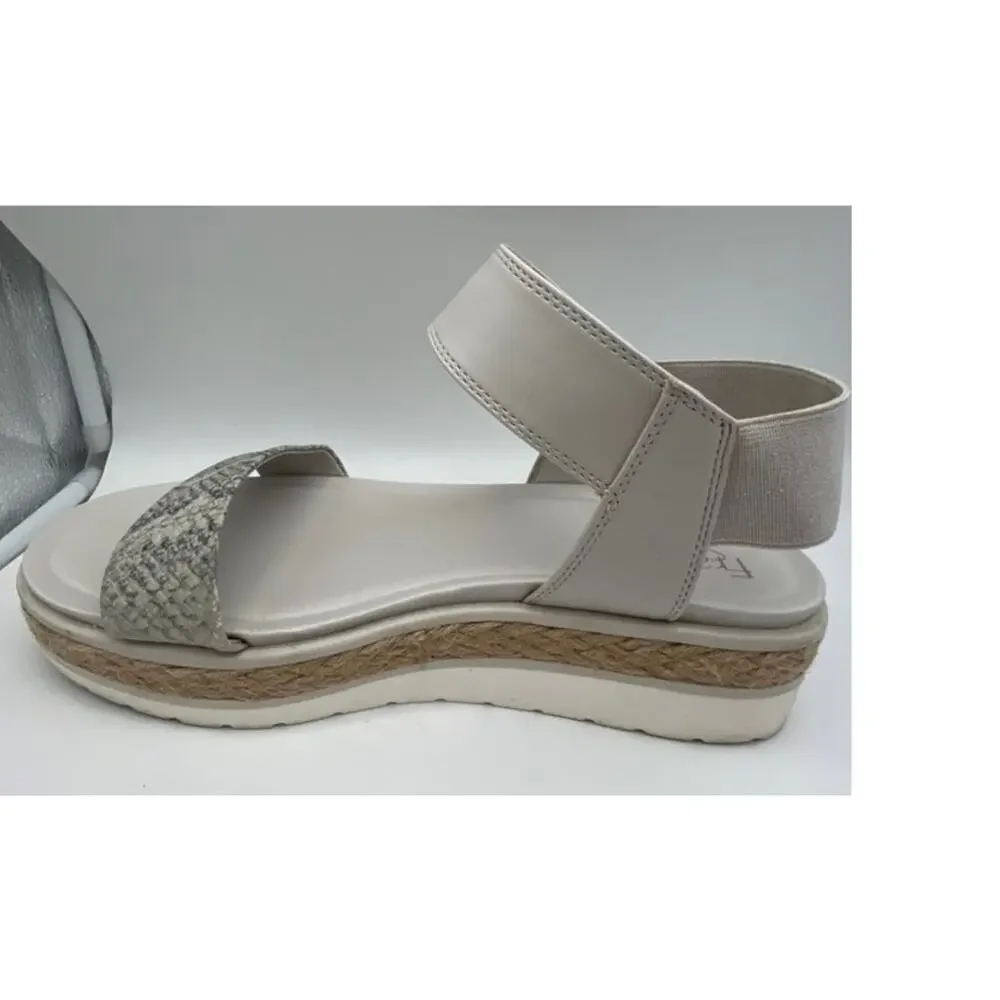 Franco Sarto Tinaka White & Gray Snakeskin Espadrille Sandals Shoes Size 9.5M